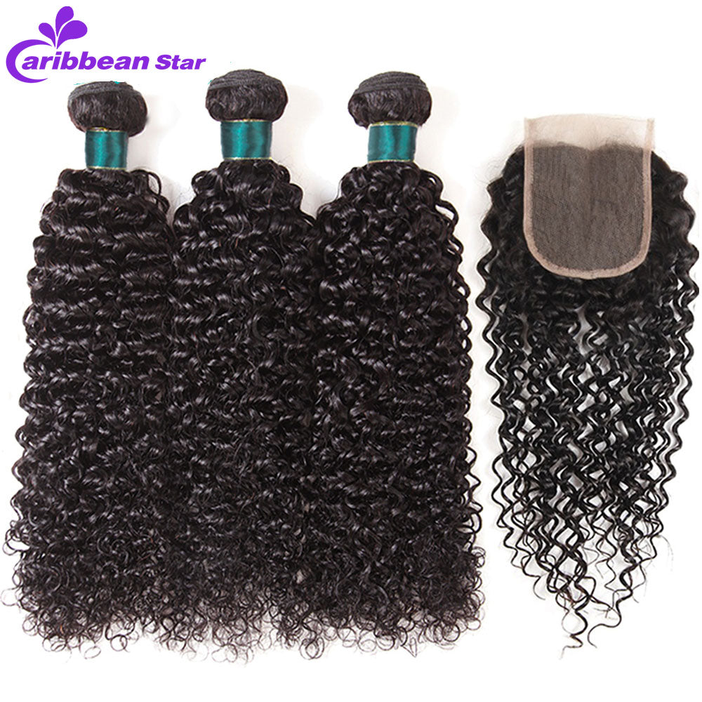 Brazilian Kinky Curly Hair Weave Bundles With Closure