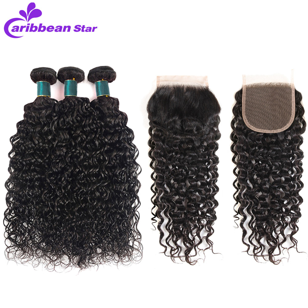 Brazilian Water Wave Wet And Wavy Hair Weave Bundles With Closure
