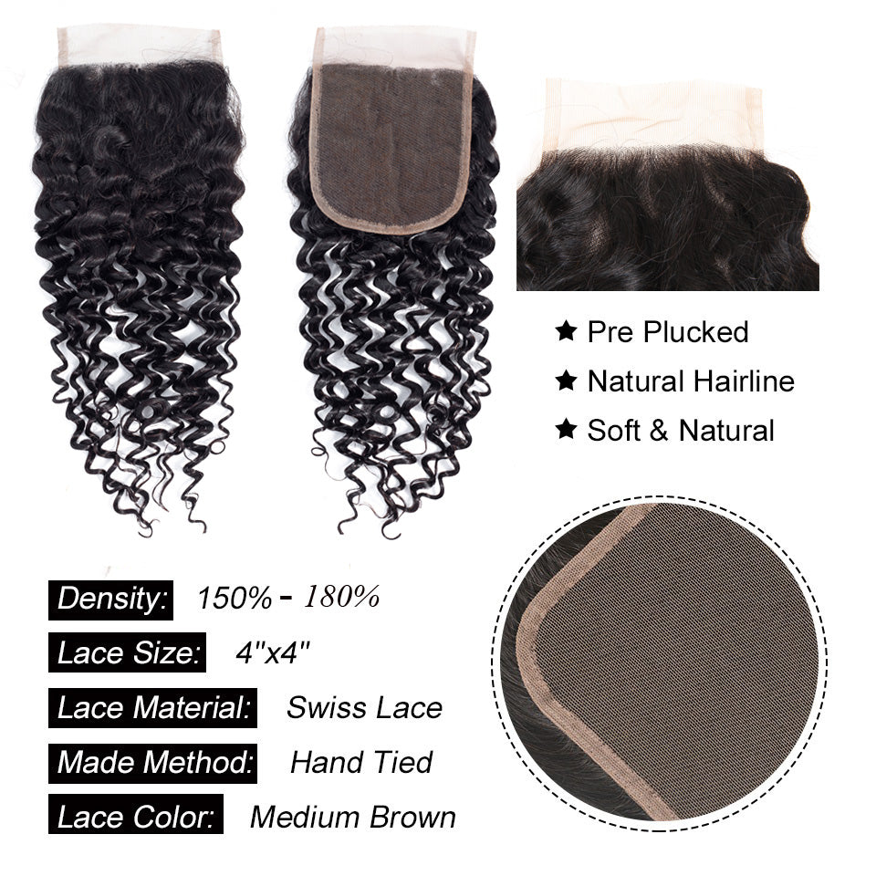 Brazilian Kinky Curly Hair Weave Bundles With Closure