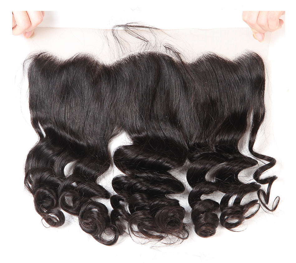 Brazilian HairLoose Wave Human Hair Weave Bundles With Frontal