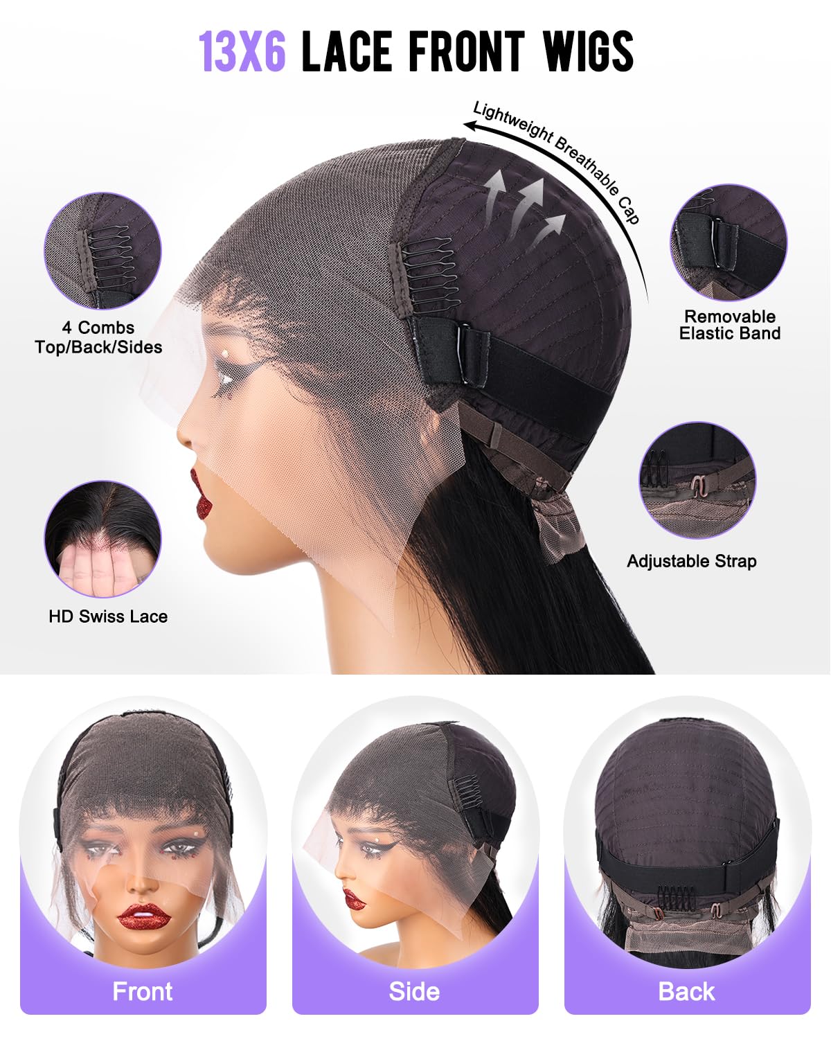 Caribbean Star HD Transparent Straight Lace Front Human Hair Wigs Preminum Hair 13x4 13x6 360 Lace Frontal Wig
