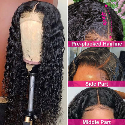 Caribbean Star HD Transparent Deep Wave Lace Closure Wig Preminum Hair 4x4 5x5 6x6 Human Hair Wigs