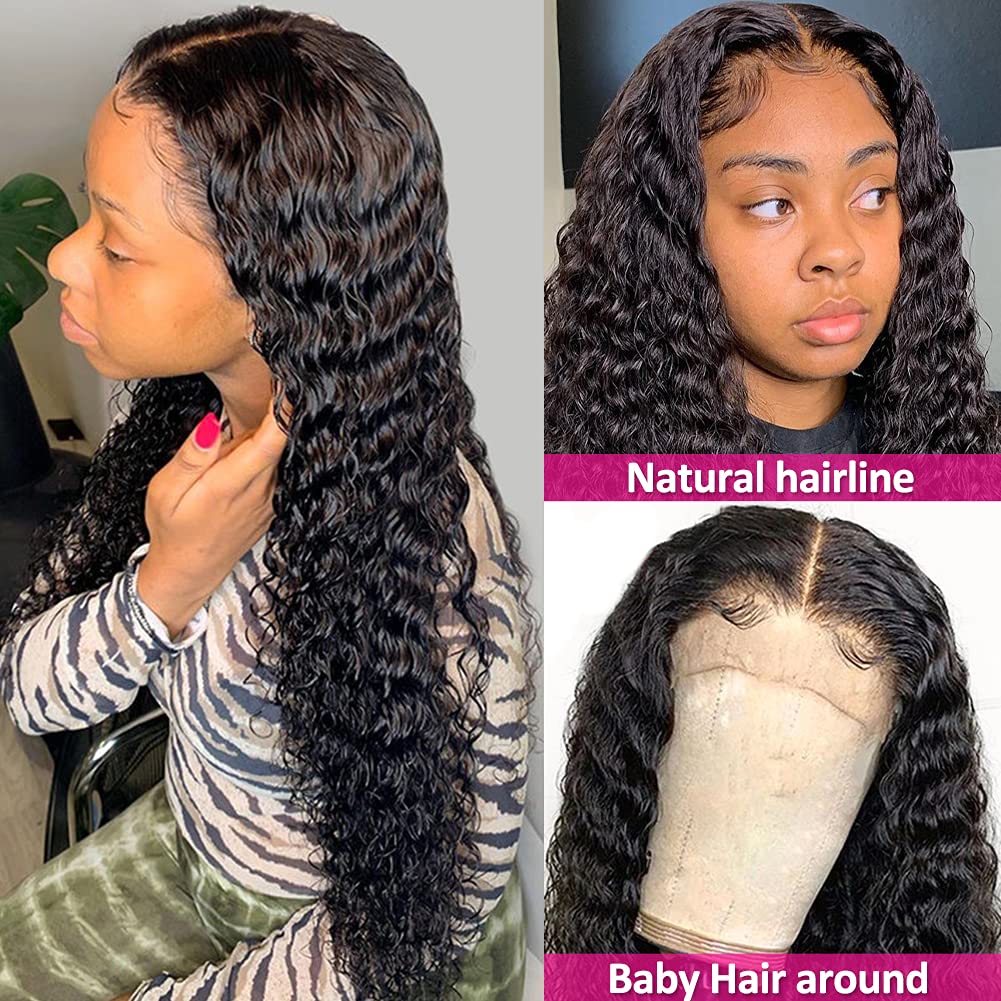 Caribbean Star HD Transparent Deep Wave Lace Closure Wig Preminum Hair 4x4 5x5 6x6 Human Hair Wigs