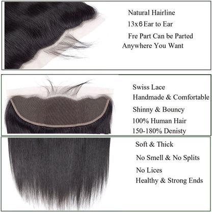 Brazilian Hair Straight Human Hair Weave Bundles With Frontal