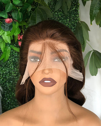 HD Transparent Chocolate Brown Silky Straight Lace Frontal Wig Preminum Hair 13x4 13x6 Frontal Wigs Human Hair