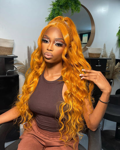 HD Transparent Body Wave Lace Frontal Wig #350 Orange Ginger Color Preminum Hair 13x4 13x6 360 Frontal Wigs Human Hair