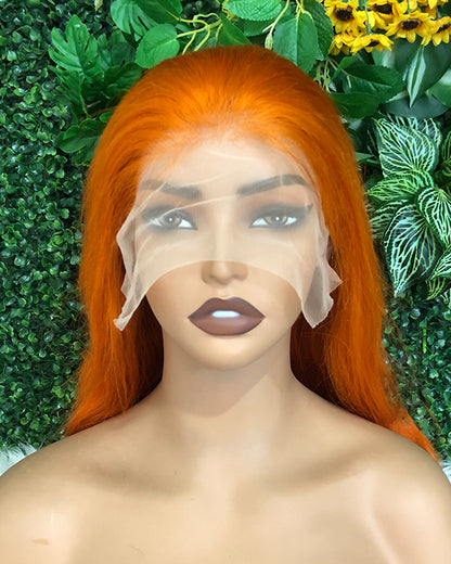 HD Transparent Silky Straight Lace Frontal Wig #350 Orange Ginger Color Preminum Hair 13x4 13x6 Frontal Wigs Human Hair