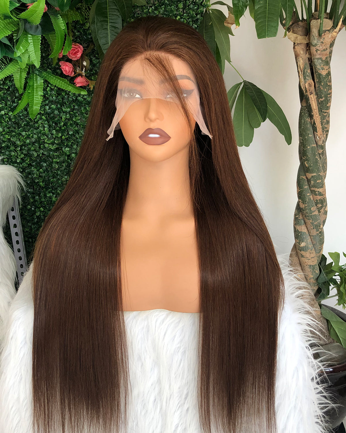 HD Transparent Chocolate Brown Silky Straight Lace Frontal Wig Preminum Hair 13x4 13x6 Frontal Wigs Human Hair