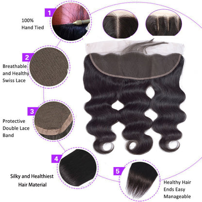 Brazilian Body Wave Hair Weave Bundles With Frontal