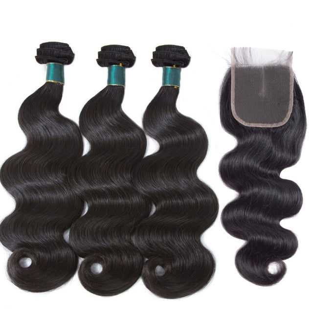 Brazilian Body Wave Hair Weave Bundles With Closure