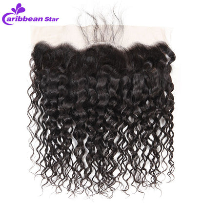 Brazilian Water Wave Wet And Wavy Hair Weave Bundles With Lace Frontal Closure