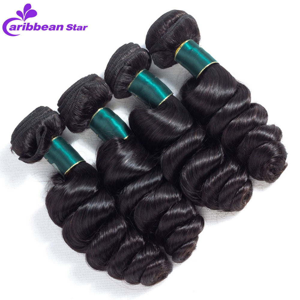 Brazilian HairLoose Wave Human Hair Weave Bundles With Frontal