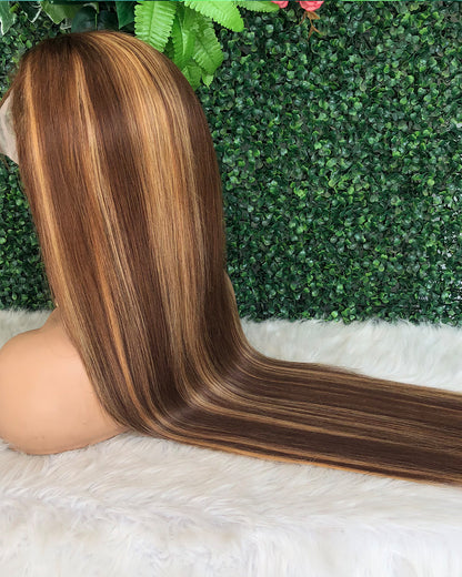 HD Transparent Silky Straight Lace Frontal Wig 4/27 Highlighted Preminum Hair 13x4 13x6 Frontal Wigs Human Hair