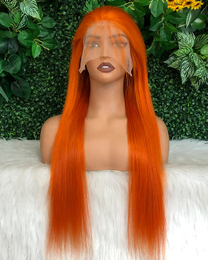 HD Transparent Silky Straight Lace Frontal Wig #350 Orange Ginger Color Preminum Hair 13x4 13x6 Frontal Wigs Human Hair