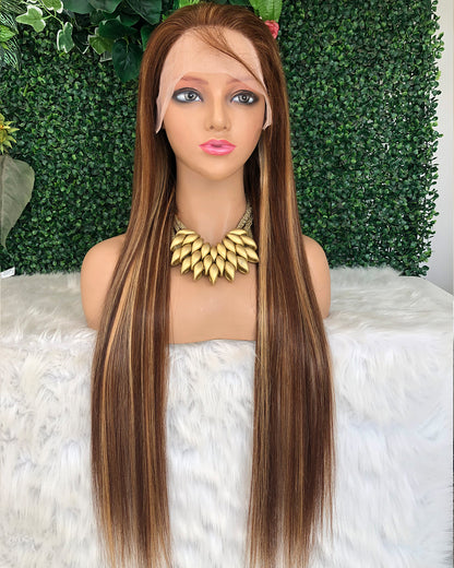 HD Transparent Silky Straight Lace Frontal Wig 4/27 Highlighted Preminum Hair 13x4 13x6 Frontal Wigs Human Hair