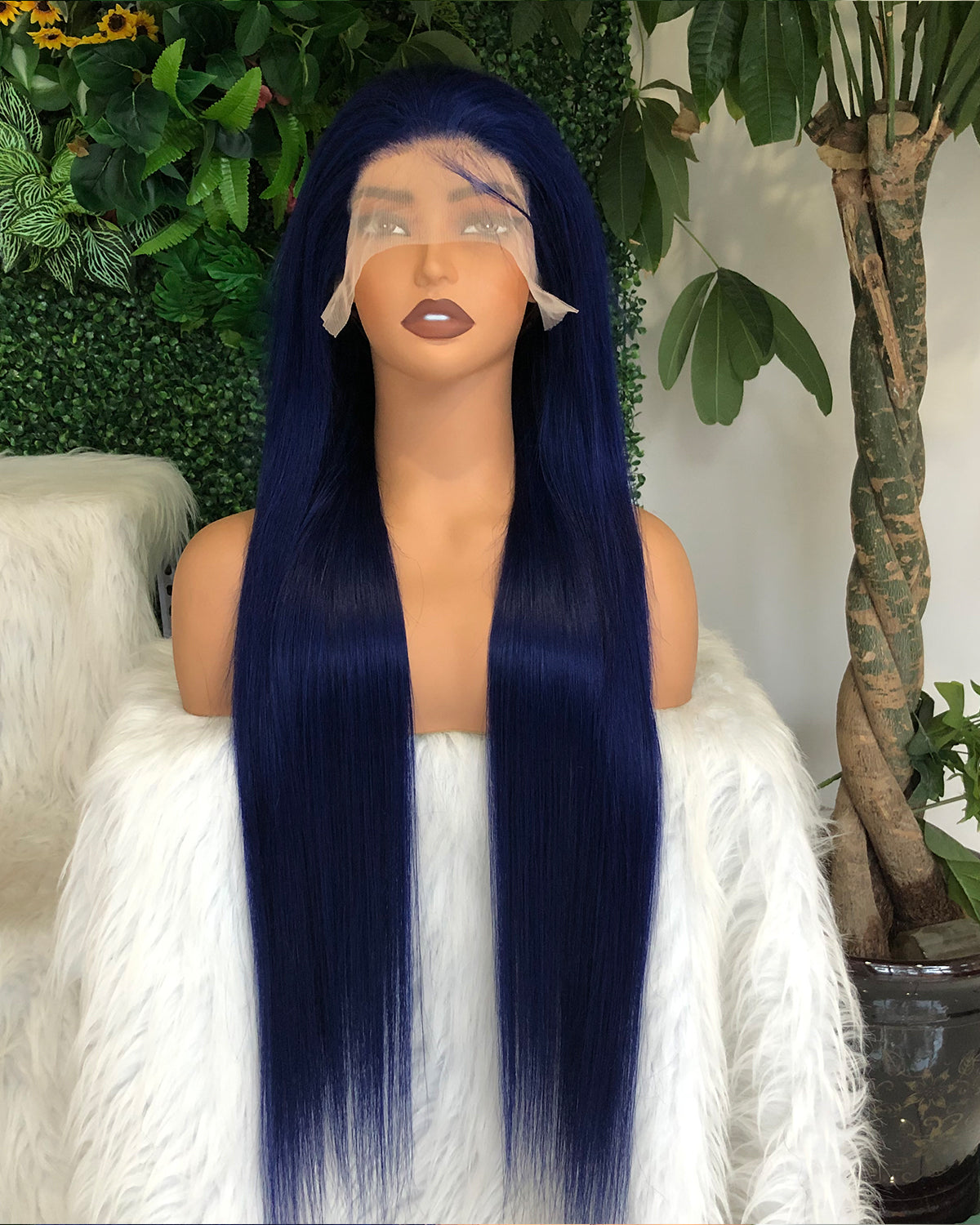 HD Transparent Navy Blue Silky Straight Lace Frontal Wig Preminum Hair 13x4 13x6 Frontal Wigs Human Hair