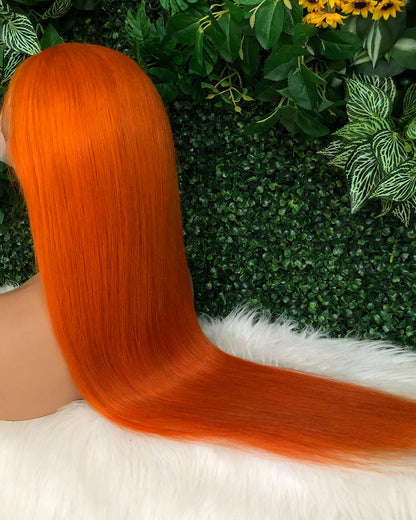 HD Transparent Silky Straight Lace Frontal Wig #350 Orange Ginger Color Preminum Hair 13x4 13x6 Frontal Wigs Human Hair