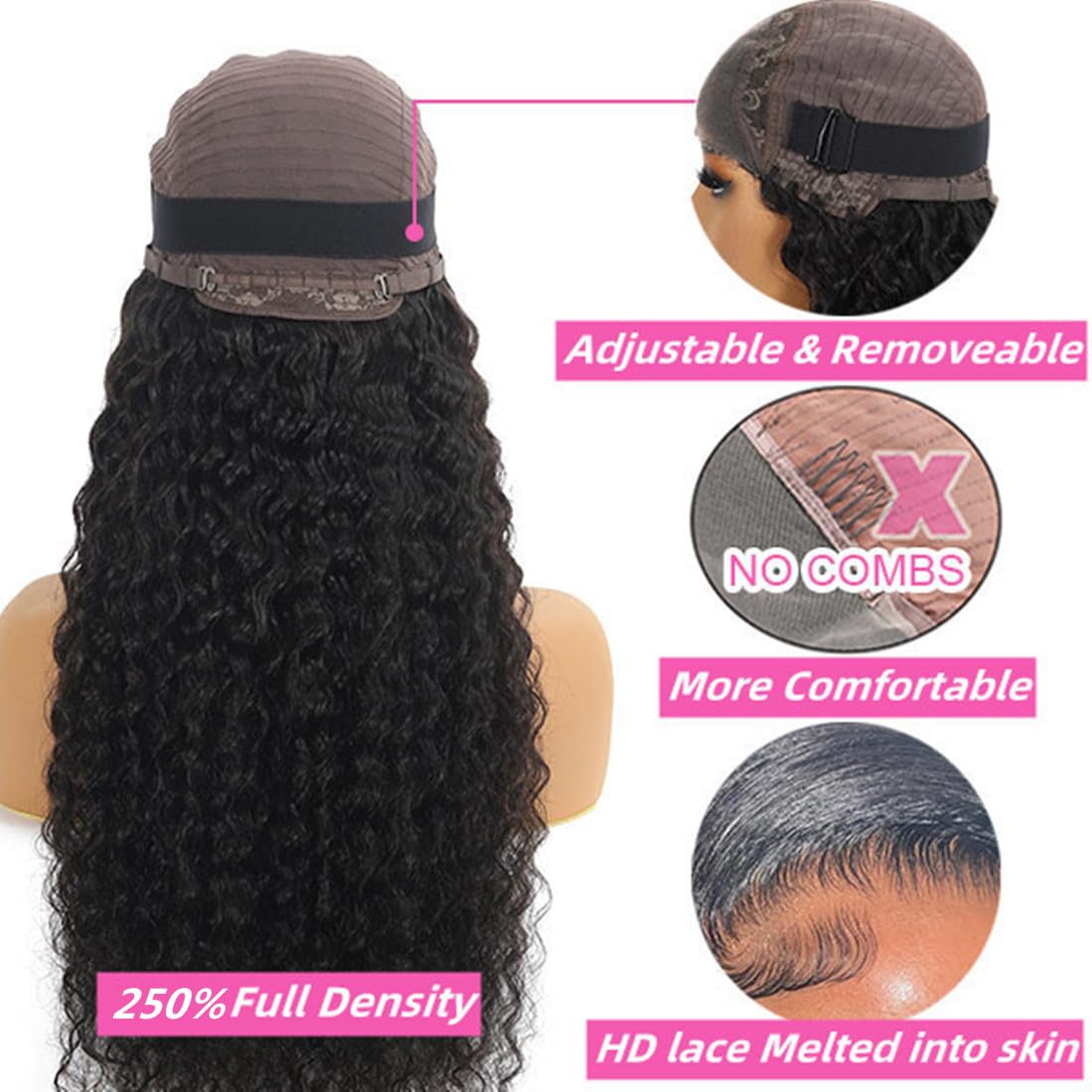 Caribbean Star HD Transparent Deep Wave Lace Closure Wig 4x4 5x5 6x6 Closure Wigs Preminum Human Hair Wigs