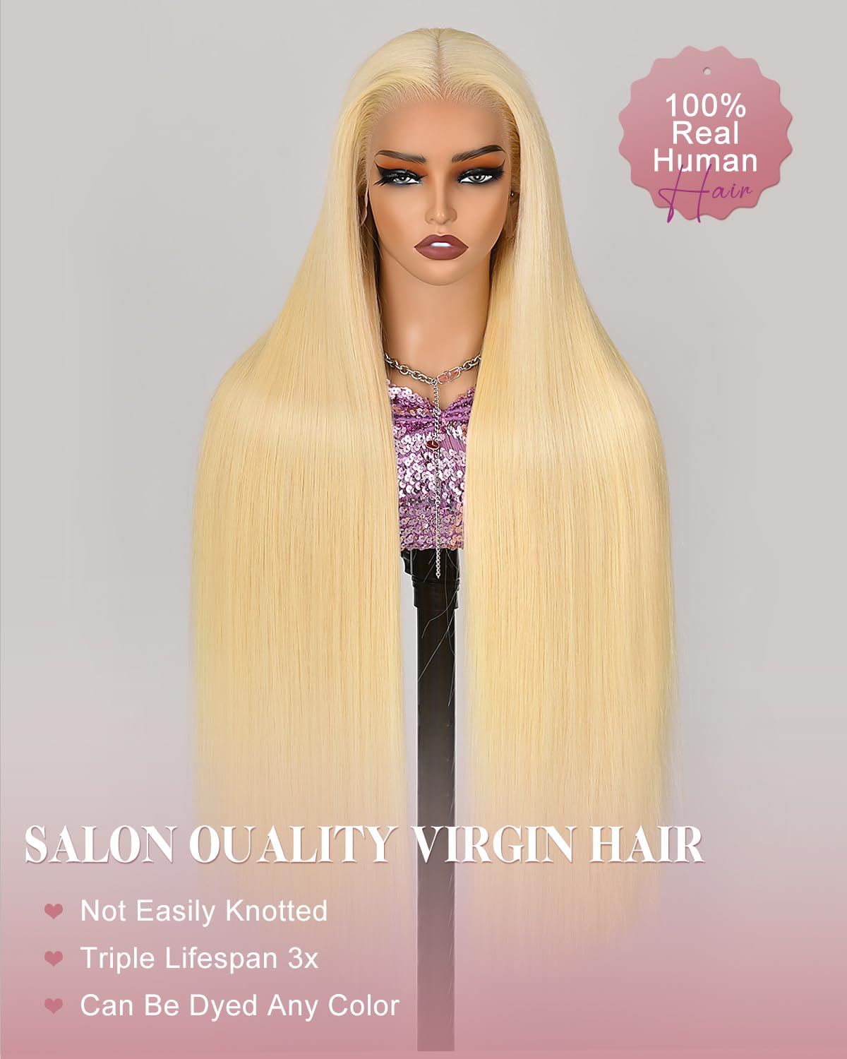 HD Transparent Straight Lace Closure Wig 4x4 5x5 6x6 613 Blonde Color Premium Human Hair Wigs