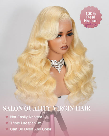 HD Transparent Body Wave Lace Frontal Wig 613 Blonde Color Preminum Hair 13x4 13x6 360 Frontal Wigs Human Hair