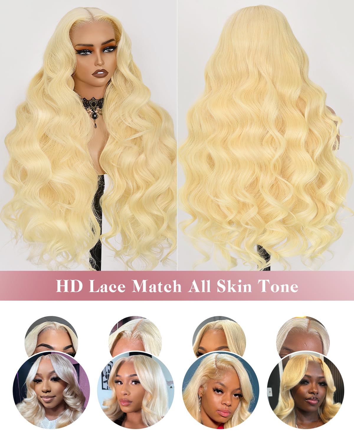 HD Transparent 613 Blonde Body Wave Lace Closure Wig 4x4 5x5 6x6 Premium Human Hair Wigs