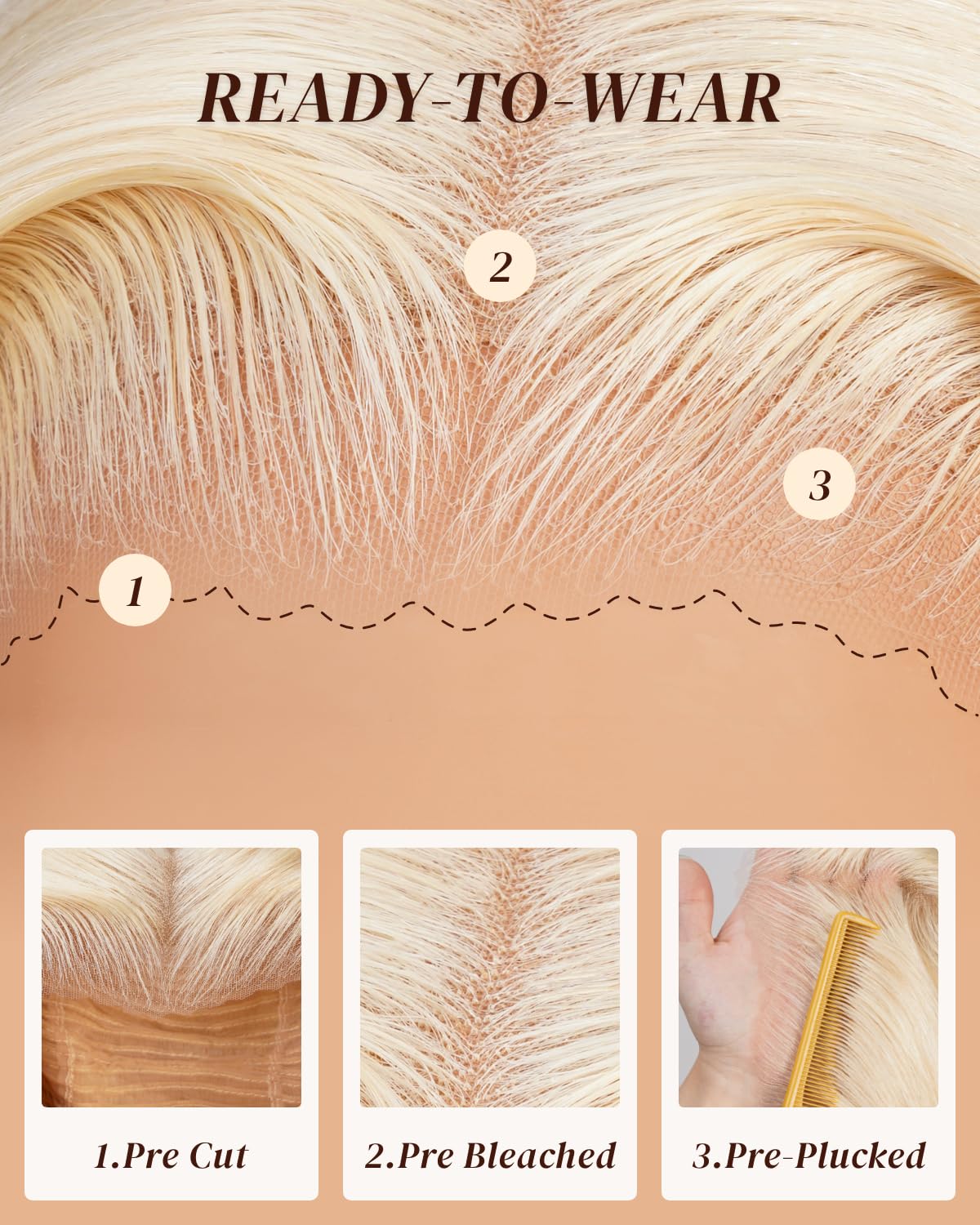 HD Transparent Straight Lace Frontal Wig 613 Blonde Color Preminum Hair 13x4 13x6 360 Frontal Wigs Human Hair