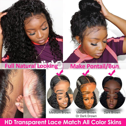 Caribbean Star HD Transparent Deep Wave Lace Closure Wig Preminum Hair 4x4 5x5 6x6 Human Hair Wigs