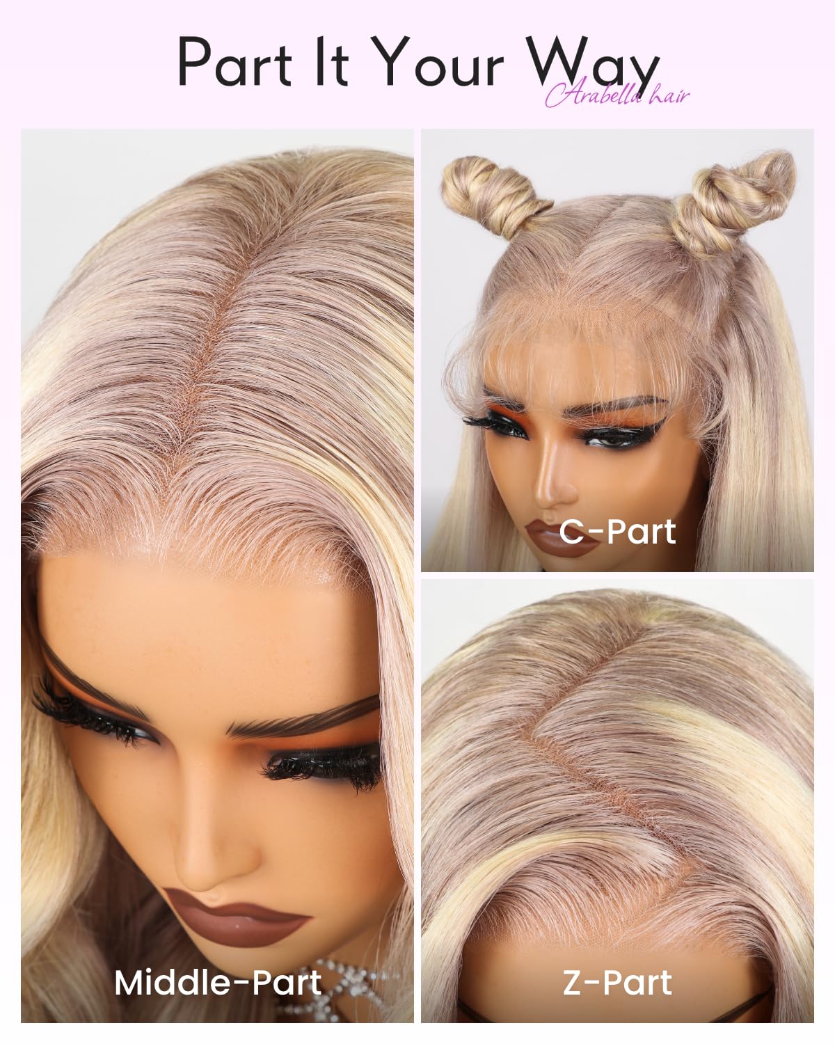 HD Transparent Straight Lace Frontal Wig Ash Blonde Highlight Color Premium Hair 13x4 13x6 360 Frontal Wigs Human Hair