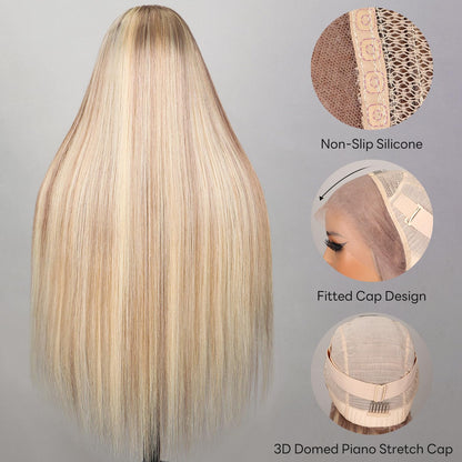 HD Transparent Straight Lace Frontal Wig Ash Blonde Highlight Color Premium Hair 13x4 13x6 360 Frontal Wigs Human Hair