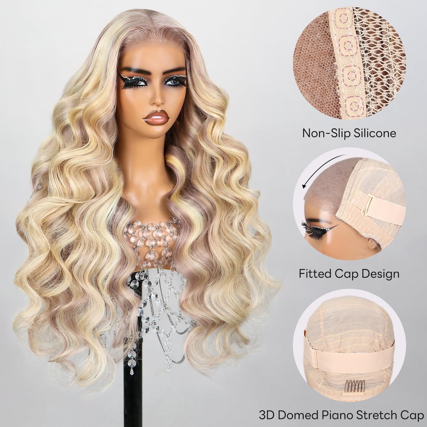 HD Transparent Body Wave Lace Frontal Wig Ash Blonde Highlight Color Premium Hair 13x4 13x6 360 Frontal Wigs Human Hair