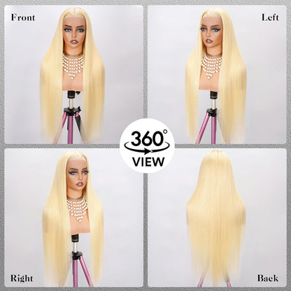 HD Transparent Straight Lace Frontal Wig 613 Blonde Color Preminum Hair 13x4 13x6 360 Frontal Wigs Human Hair