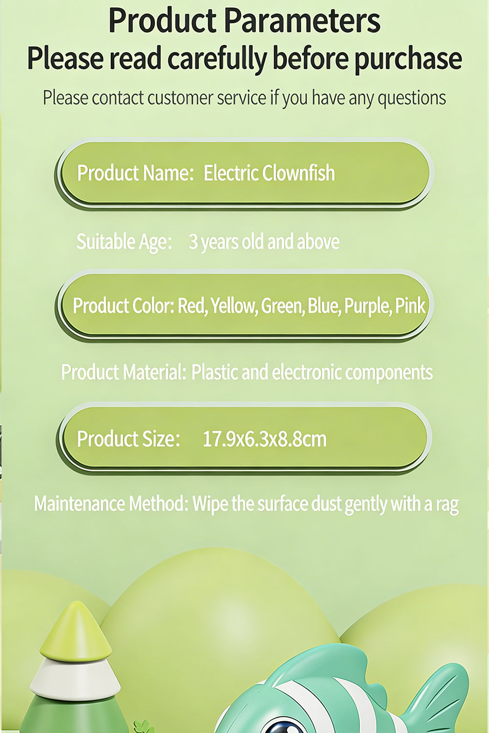 Colorful Electric Clownfish Baby Toys Three Pieces Min Sale